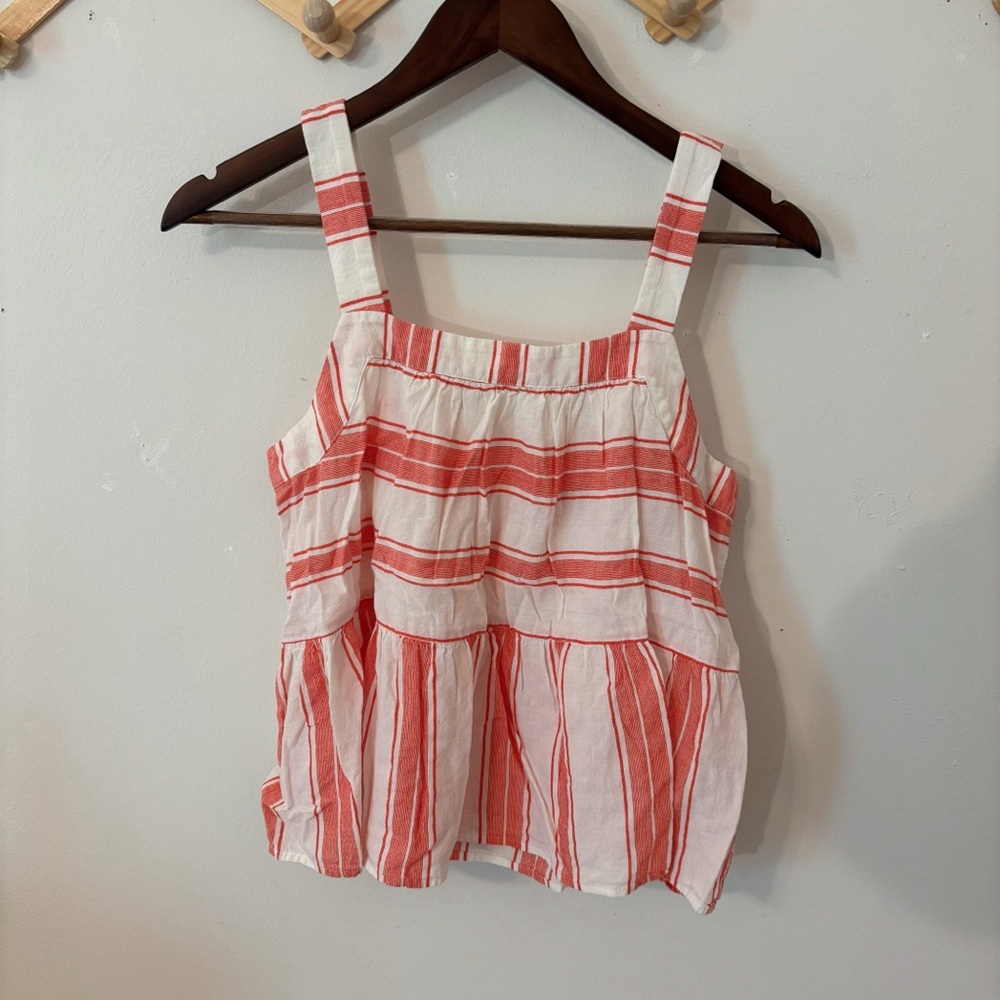 Loft Red & White Striped Babydoll Style Tank Top - Size S